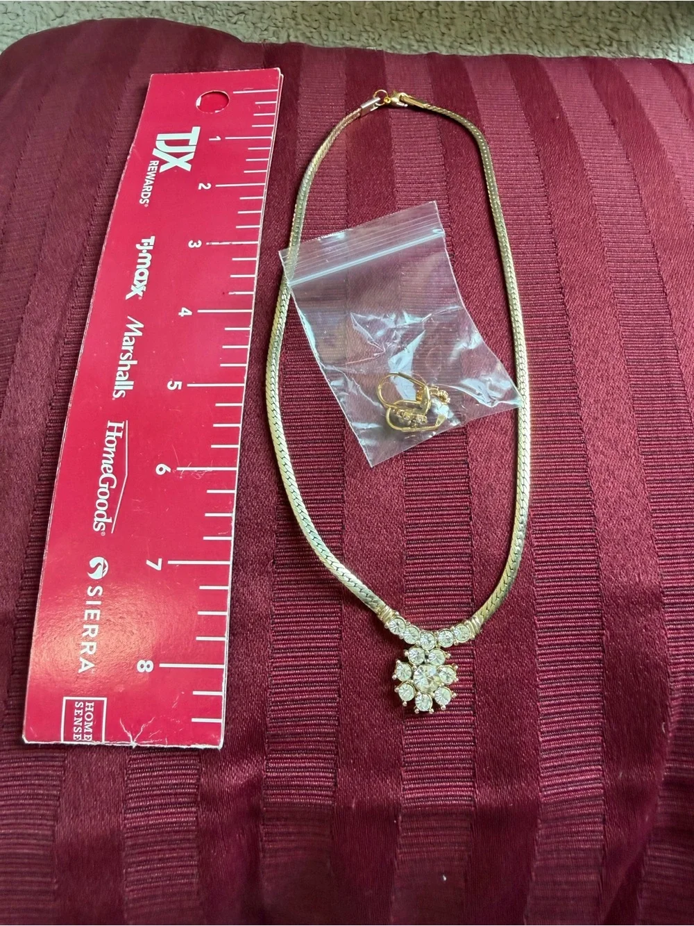 Vintage Gold and White Crystal Necklace & Earrings Set